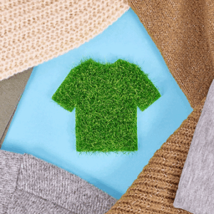 Grass shirt surrounded by various fabric textures.