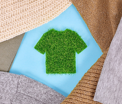 Grass shirt surrounded by various fabric textures.
